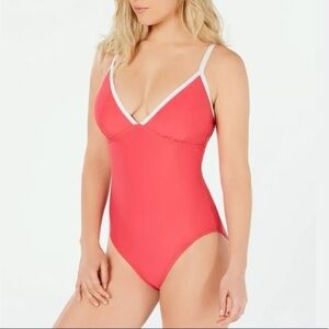 Tommy Hilfiger Swimsuit One Piece Watermelon Pink Colorblock size 8 NEW